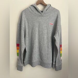 Haribo Long Sleeve Fleece Lined Oversized Gray Pullover Hoodie L